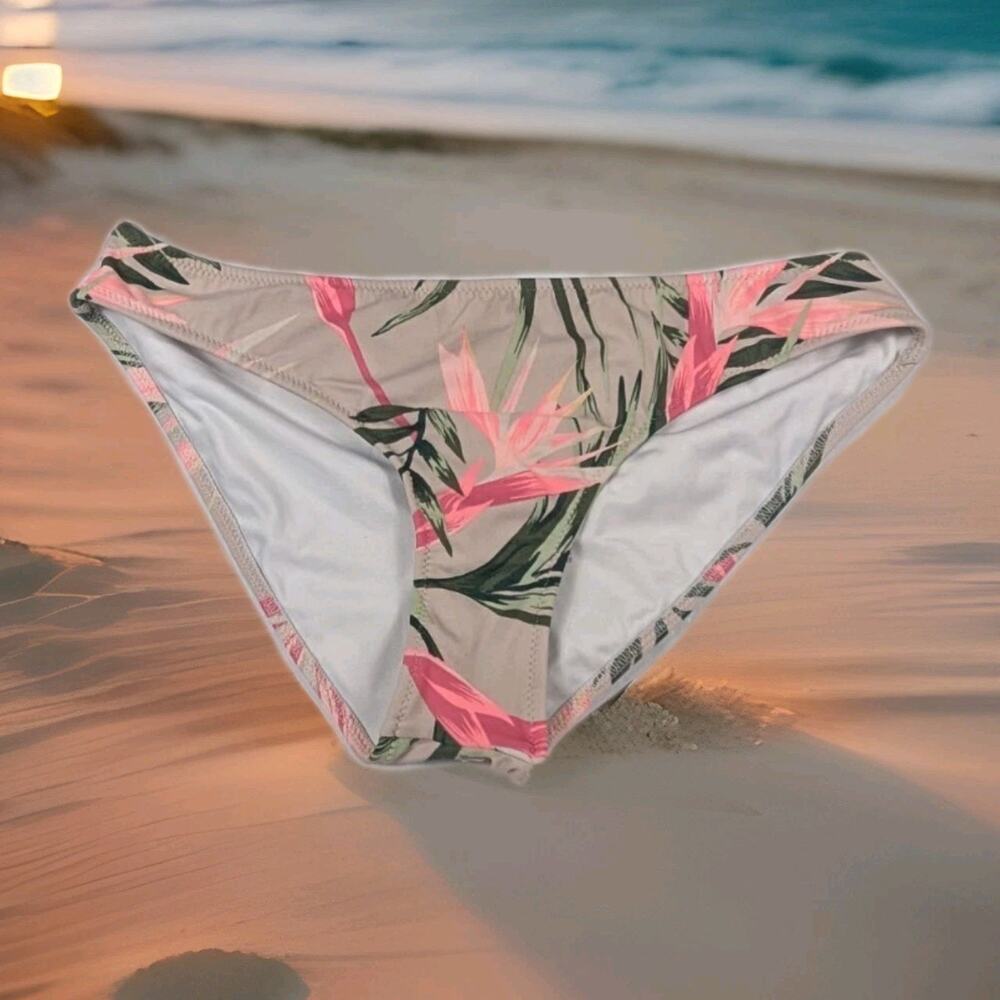 PINK Victoria's Secret Floral Ruched Swim Bikini Bottom Beachwear Size Small